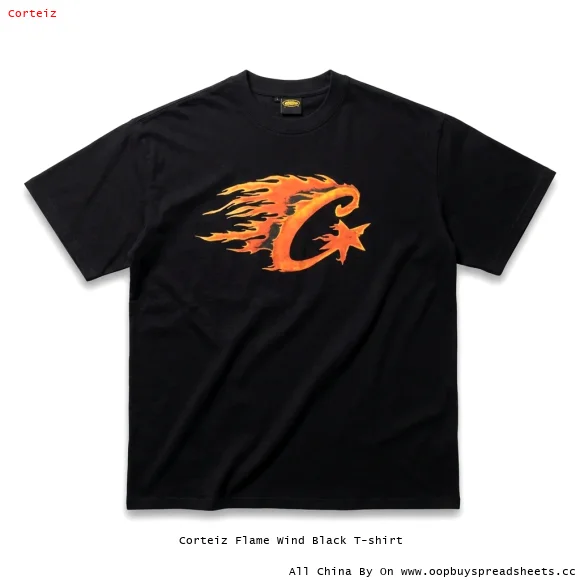 Corteiz Flame Wind Black T-shirt