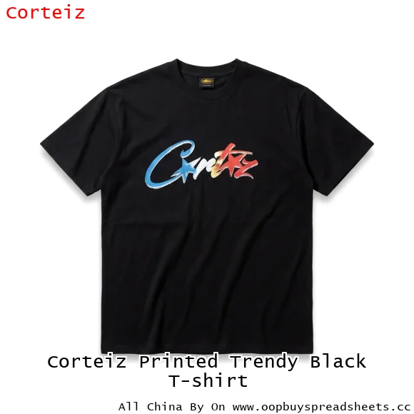 Corteiz Printed Trendy Black T-shirt