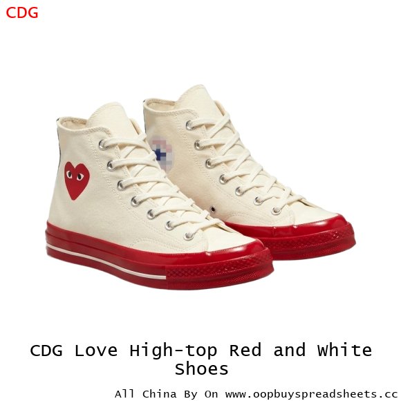 CDG Love High-top Red and White Shoes