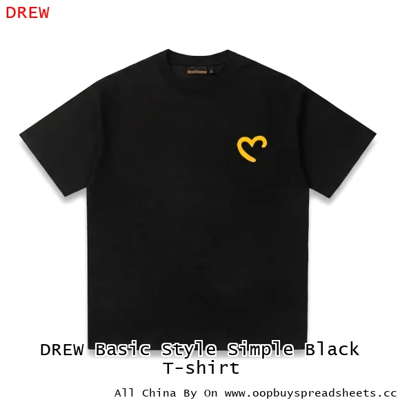 DREW Basic Style Simple Black T-shirt
