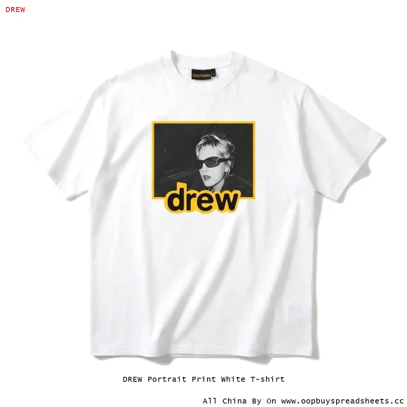 DREW Portrait Print White T-shirt