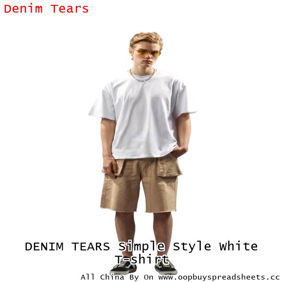 DENIM TEARS Simple Style White T-shirt