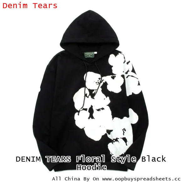 DENIM TEARS Floral Style Black Hoodie