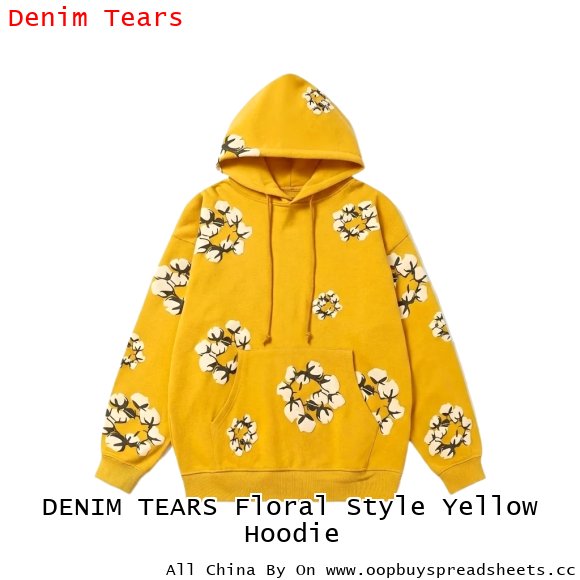 DENIM TEARS Floral Style Yellow Hoodie