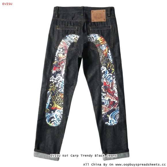 EVISU Koi Carp Trendy Black Jeans