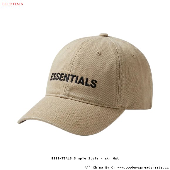 ESSENTIALS Simple Style Khaki Hat