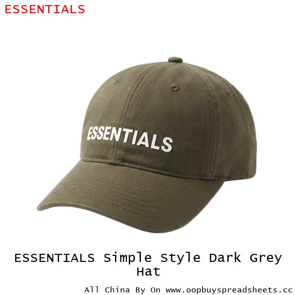 ESSENTIALS Simple Style Dark Grey Hat