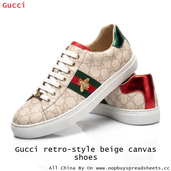 Gucci retro-style beige canvas shoes