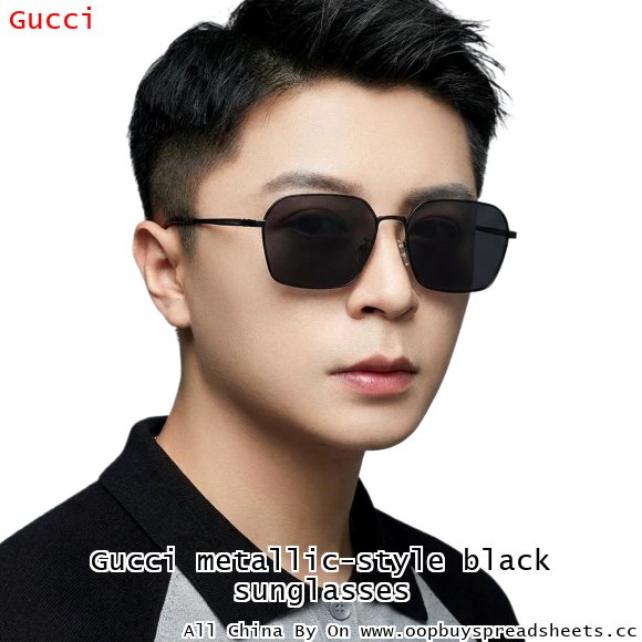 Gucci metallic-style black sunglasses
