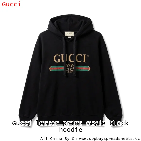 Gucci letter print style black hoodie