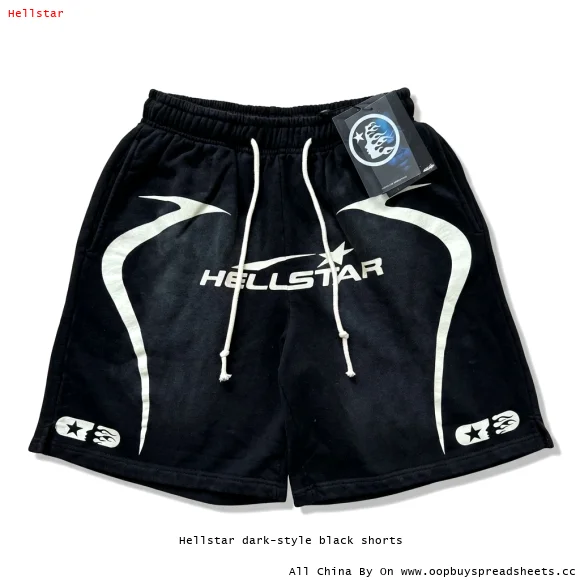 Hellstar dark-style black shorts