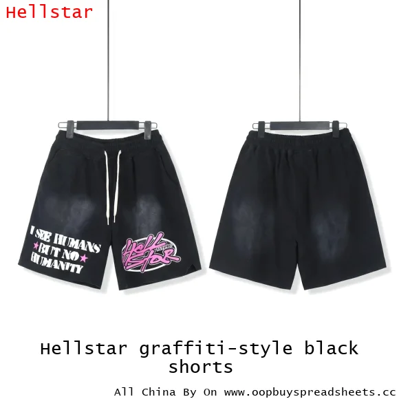 Hellstar graffiti-style black shorts