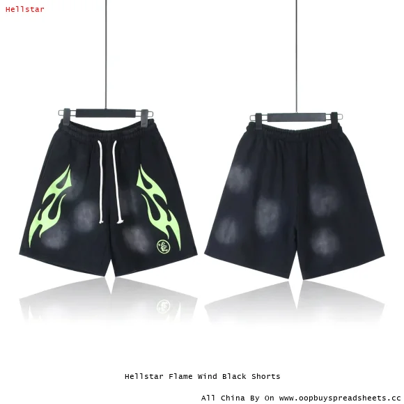 Hellstar Flame Wind Black Shorts