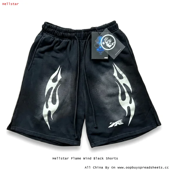 Hellstar Flame Wind Black Shorts