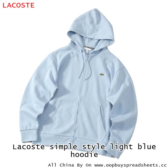 Lacoste simple style light blue hoodie