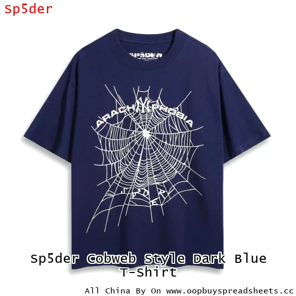 Sp5der Cobweb Style Dark Blue T-Shirt