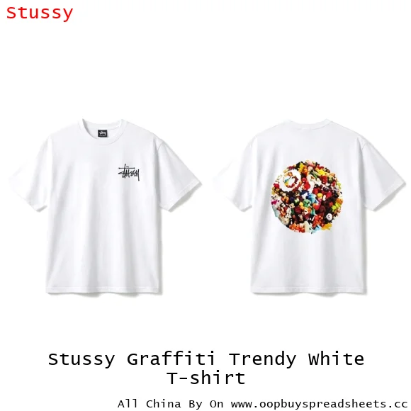 Stussy Graffiti Trendy White T-shirt