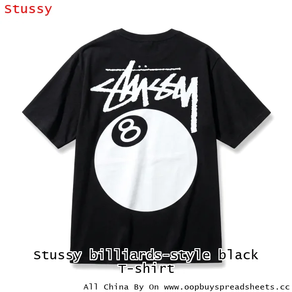 Stussy billiards-style black T-shirt
