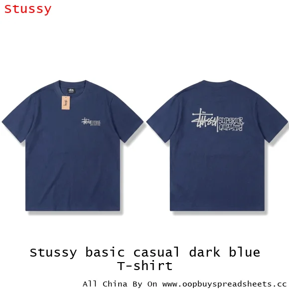 Stussy basic casual dark blue T-shirt