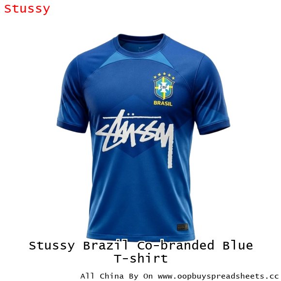 Stussy Brazil Co-branded Blue T-shirt