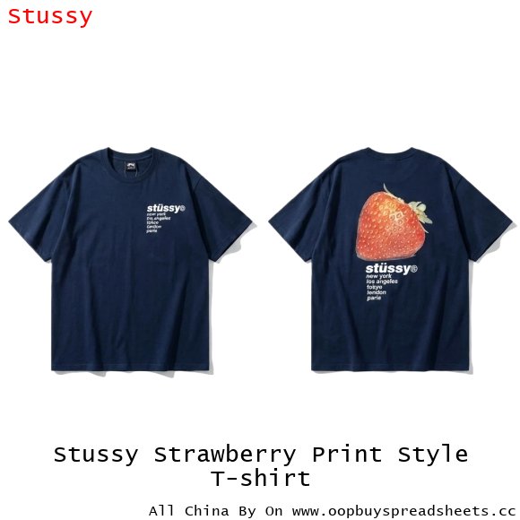 Stussy Strawberry Print Style T-shirt