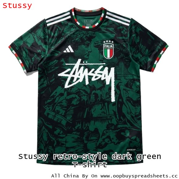 Stussy retro-style dark green T-shirt