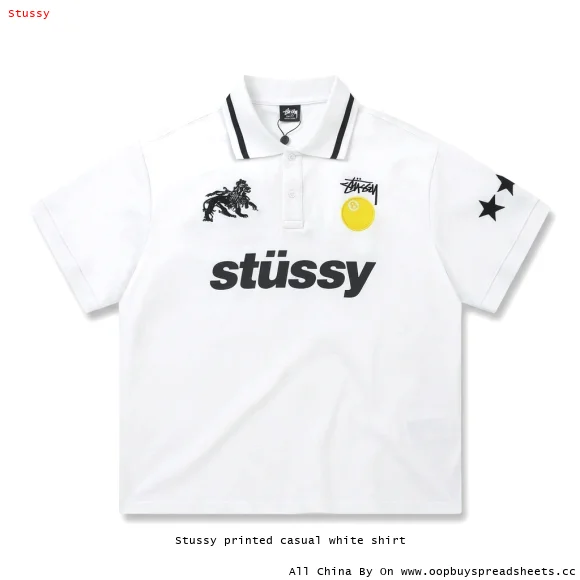 Stussy printed casual white shirt