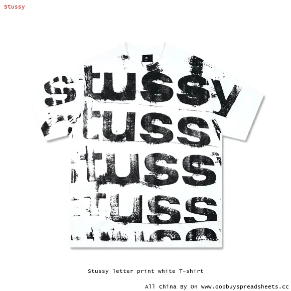 Stussy letter print white T-shirt