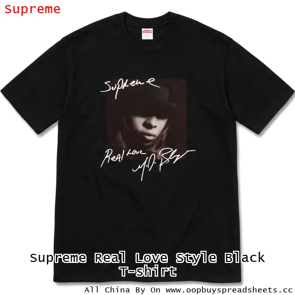 Supreme Real Love Style Black T-shirt