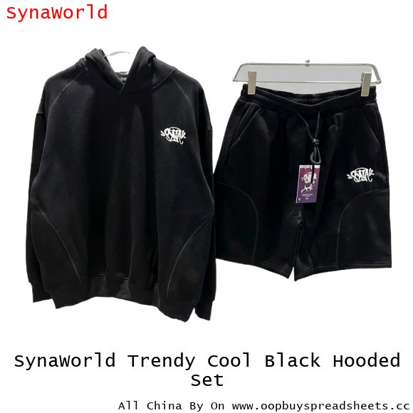 SynaWorld Trendy Cool Black Hooded Set
