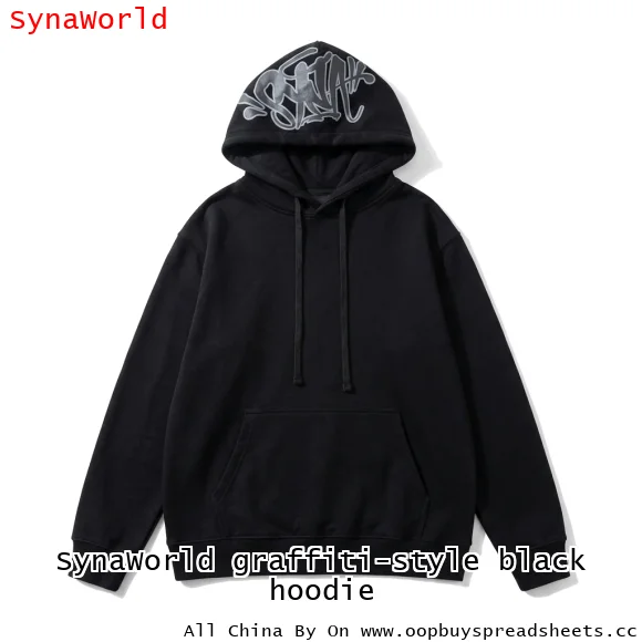 SynaWorld graffiti-style black hoodie