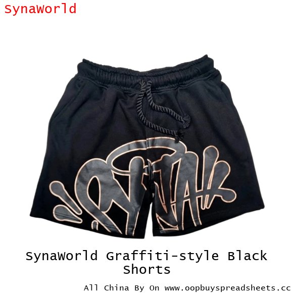SynaWorld Graffiti-style Black Shorts