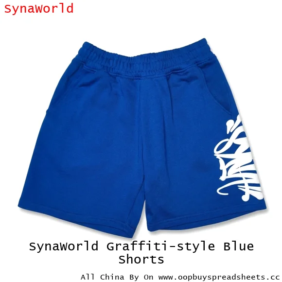 SynaWorld Graffiti-style Blue Shorts