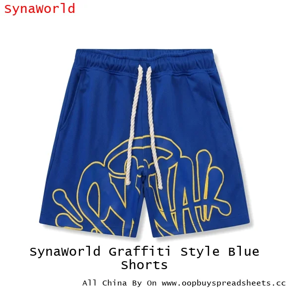 SynaWorld Graffiti Style Blue Shorts
