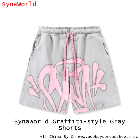 SynaWorld Graffiti-style Gray Shorts