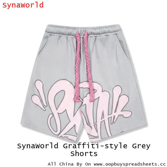 SynaWorld Graffiti-style Grey Shorts