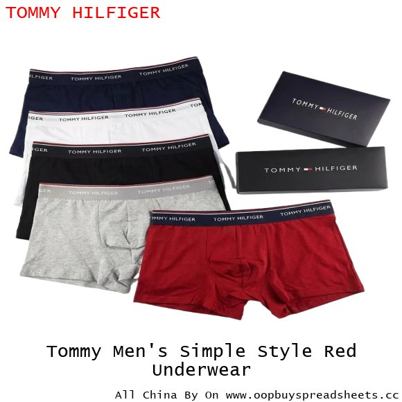 Tommy Men's Simple Style Red Underwear