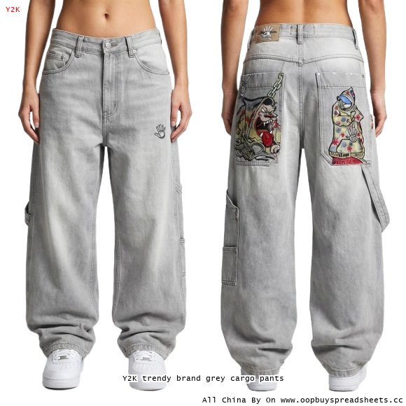 Y2K trendy brand grey cargo pants