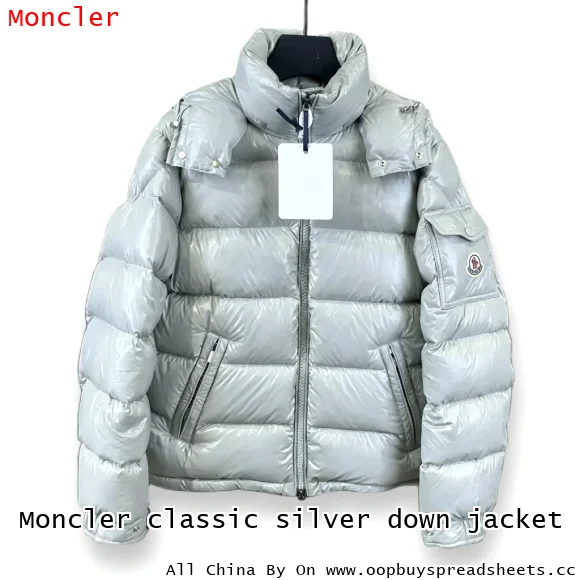 Moncler classic silver down jacket