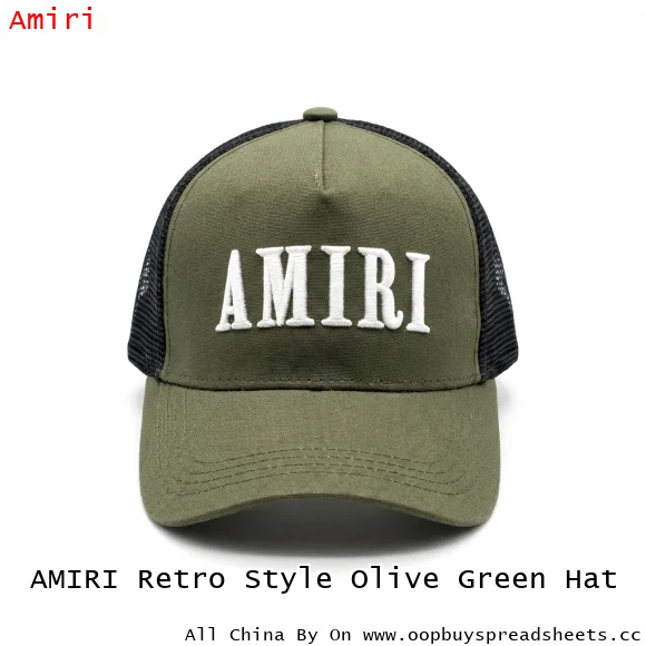 AMIRI Retro Style Olive Green Hat