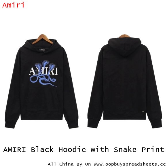 AMIRI Black Hoodie with Snake Print
