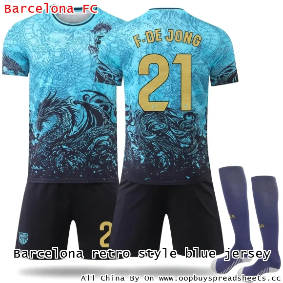 Barcelona retro style blue jersey