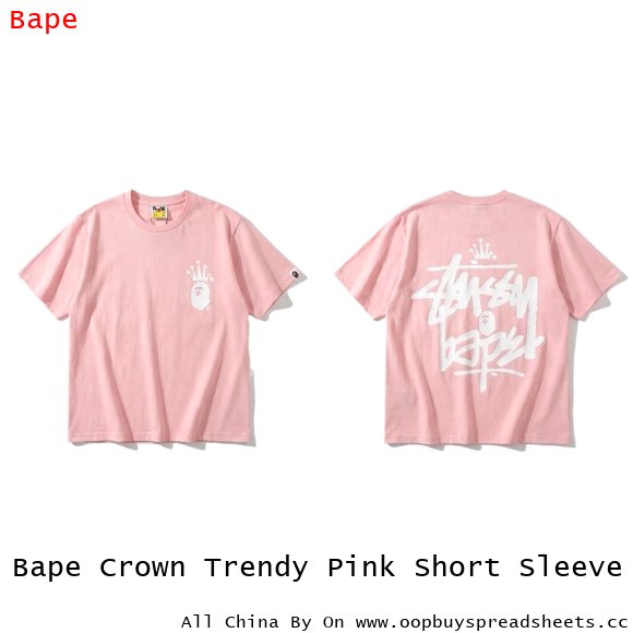 Bape Crown Trendy Pink Short Sleeve