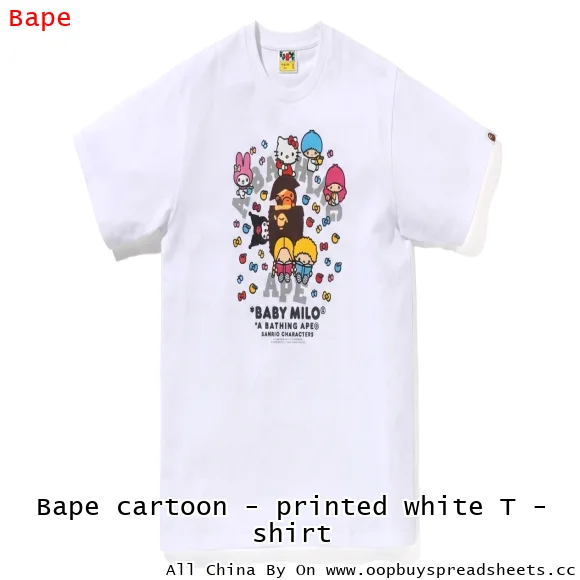 Bape cartoon - printed white T - shirt