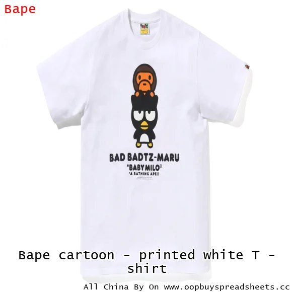 Bape cartoon - printed white T - shirt