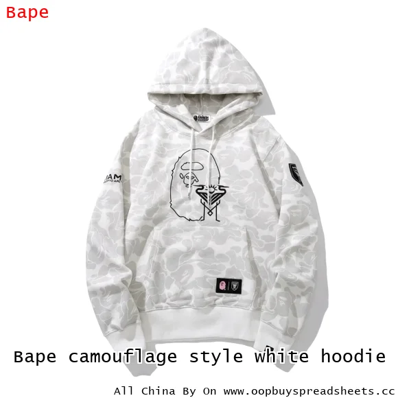Bape camouflage style white hoodie