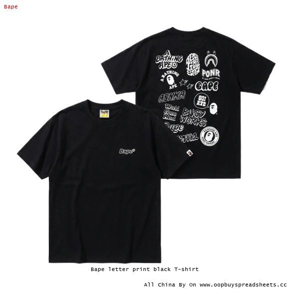 Bape letter print black T-shirt