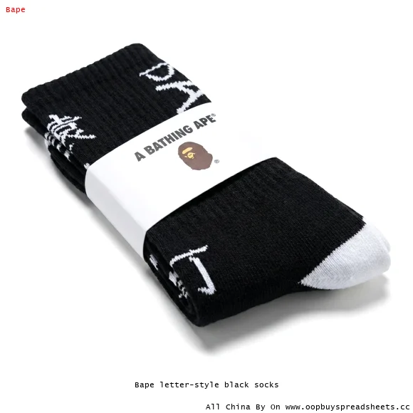 Bape letter-style black socks