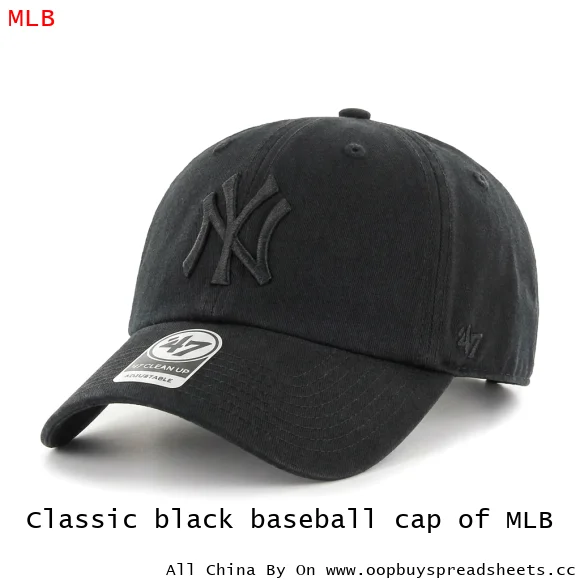 Classic black baseball cap of MLB