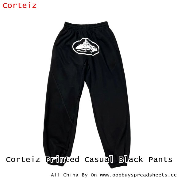 Corteiz Printed Casual Black Pants